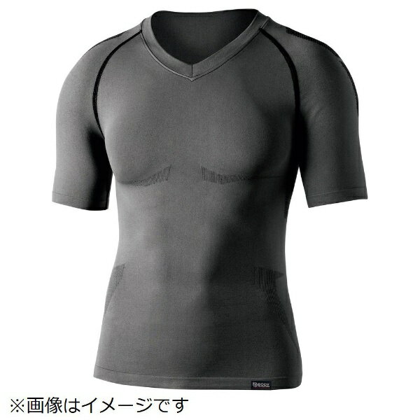 おたふく手袋｜OTAFUKU GLOVE おたふく　BTデュアルクロス　ショートスリーブVネックシャツ　グレー／ブラック　S〜M JW-591-39-S~M