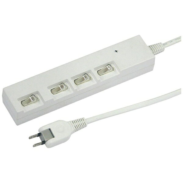 YAZAWA｜ヤザワ 横差し 節電タップ 白 YZYBKS442W [2.0m /4個口 /スイッチ付き（個別）][YZYBKS442W]