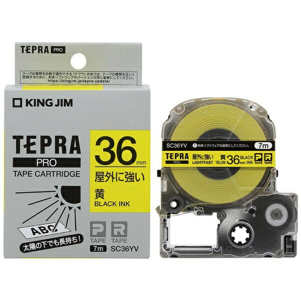 キングジム｜KING JIM PROテープカートリッジ　屋外に強いラベル TEPRA(テプラ) PROシリーズ 黄 SC36YV [黒文字 /36mm幅][SC36YV]