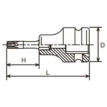 山下工業研究所　KO-KEN　TOOL 13025.90-T45 3/8インチ(9.5mm) インパクトトルクスビットソケット 全長90mm T45 13025.90-T45