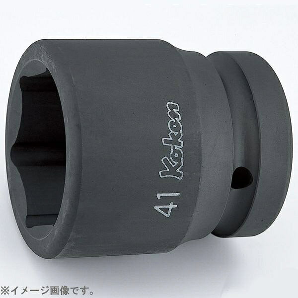 ●「Ko-ken」はソケットレンチの専門メーカーとして再良質の工具を常に追求し、ユーザーニーズに応えています。●接触部の角を傷めない面接触形状は、ボルト/ナットに接する開口部と、ハンドル類との接合部となる四角の差込角の両方に採用。●ボルト/ナットの角を傷めないのはもちろん、ソケットにかかる応力が分散されるため、耐荷重性もアップしています。■品番：18401M-43■D1(mm)：62.3■D2(mm)：53■l(mm)：27■L(mm)：68■重量(g)：835■対応リング・ピン：Cリング=1801C/ピン・Oリング=1803A・1801B