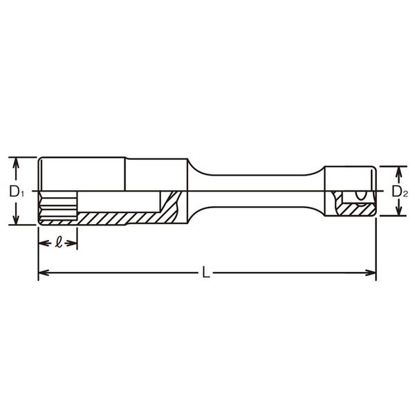 山下工業研究所｜KO-KEN TOOL 4117M.125-27 1/2インチ(12.7mm) 12角エクステンションソケット 全長125mm 27mm 4117M.125-27 2