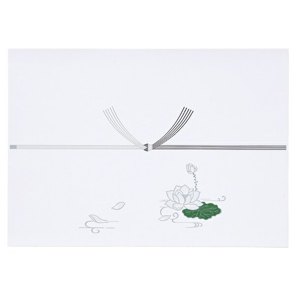 仏式の香典返しの品物や、法事引き出物などに最適なのし紙です。蓮葉の印刷入り。レーザープリンタ、インクジェットプリンタで印刷することができます。サイズ：297×420mm（A3判）。100枚入。