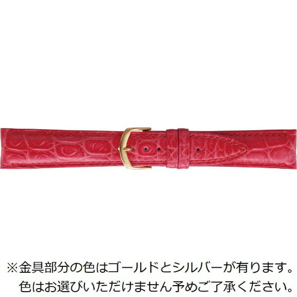 バンビ｜BAMBI 時計バンド ワニ（撥水クロコダイル） 裏面ラバータイプ かん幅20mm 美錠幅16mm【金具色指定不可】 レッド (マット) BWA021RS