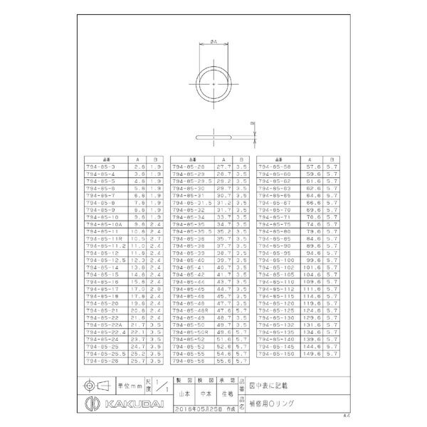 カクダイ｜KAKUDAI カクダイ 794-85-58 Oリング/57.6×5.7