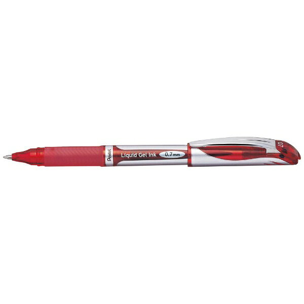 ぺんてる｜Pentel ENERGEL(エナージェル) ボールペン キャップ式 シルバー(インク色：赤) BL57-B 0.7mm