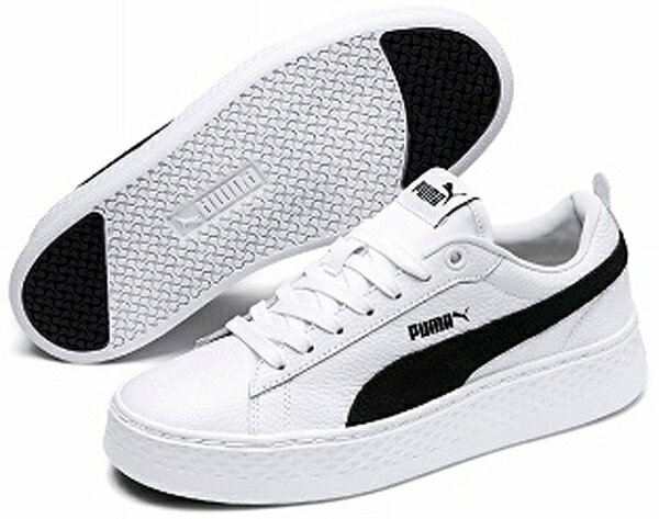 プーマ｜PUMA 23.0cm レディース ランニングシューズ プーマ スマッシュ プラットフォーム L(プーマホワイト×プーマブラック) 366487
