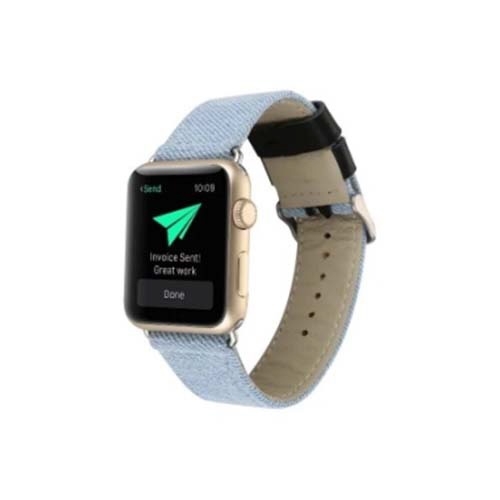 アイキューラボ　iQ　Labo Apple Watch (42mm) ベルト デニム ライトブルー[IQAWDE42LBL]