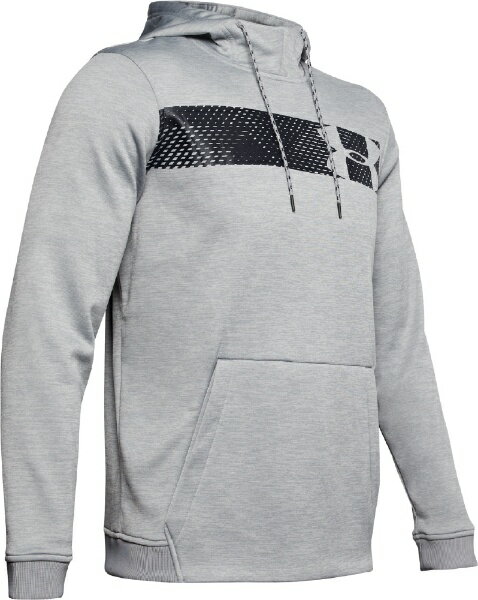 アンダーアーマー｜UNDER ARMOUR MDサイズ メンズ トレーニングパーカー UAアーマーフリース プルオーバー フーディー バー ロゴ グラフィック(スチール×ブラック) 1345322