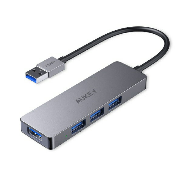 AUKEY｜オーキー CB-H36 USB-Aハブ (Chrome/Mac/Win) グレー [バスパワー /4ポート /USB3.0対応]