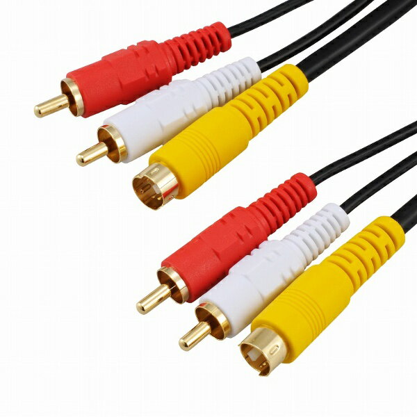 オーム電機｜OHM ELECTRIC 2m S端子付 ビデオ接続コード ピンプラグ×2+S-ピンプラグ×2+S VIS-C20S2R-K ..