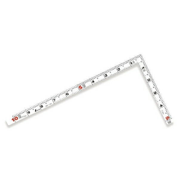 見やすい白字黒目盛です。剥がれにくいハードコーティング仕様です。墨付けの時ににじまず、指で押さえやすい形状になっています。併用目盛はメートルと尺相当の目盛が付いていますので、必要に応じた使い分けができます。焼入れ加工により、強度と適度な弾性を持たせています。用途；各種墨付け、ケガキ作業、直角・長さ測定に!!