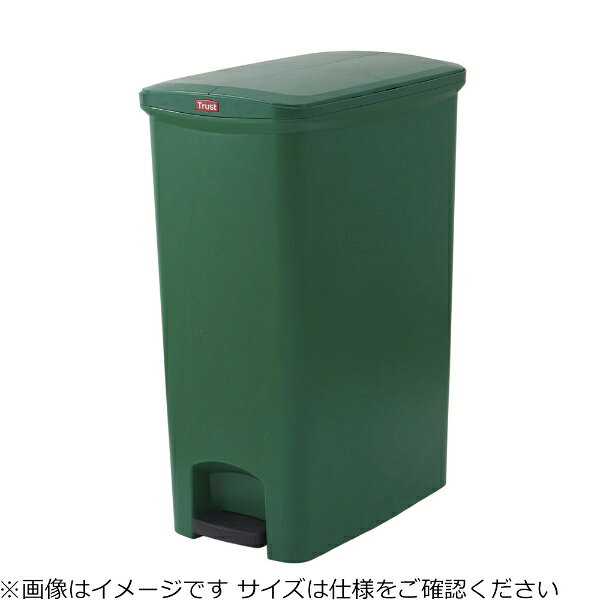 手を使わずにペダルで開閉ができる縦長タイプのゴミ箱（製品仕様）容量(L)：30幅×奥行×高さ(mm)：270×490×560カラー：グリーン■フットペダル式　両手がふさがっていてもフタの開閉ができます。また、ゆっくり静かに閉まります。■左右両開きのフタ　上部が狭い所でも開閉に必要な幅が小さいので便利です。■取っ手付きのリジッドライナー付属　出し入れがしやすいので使いやすいです。　※リジッドライナーのみの販売もあります。追加や交換は、スリム（1301）用リジッドライナー（品番：1421）をご利用ください。【トラストのステップオンコンテナシリーズ】（2020年4月現在）・スリムタイプ　容量(L)：30、50、68、90　カラー：グレー、ホワイト、イエロー、グリーン、レッド、ブルー、ブラック、ベージュ・ワイドタイプ　容量(L)：15、30、50、68、90　カラー：グレー、ホワイト、イエロー、グリーン、レッド、ブルー、ブラック、ベージュ