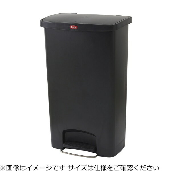 手を使わずにペダルで開閉ができる幅広タイプのゴミ箱（製品仕様）容量(L)：90幅×奥行×高さ(mm)：570×353×826カラー：ブラック■フットペダル式　両手がふさがっていてもフタの開閉ができるので便利です。■片開きのフタ　フタはペダル...