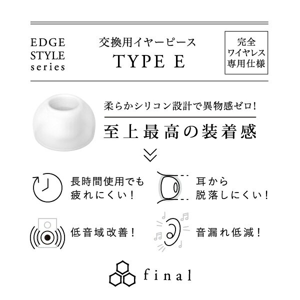 楽天ビック(ビックカメラ×楽天)のFINAL｜ファイナル イヤーピース S 2ペア TYPE E クリア FIWEPECLS｜アングル2