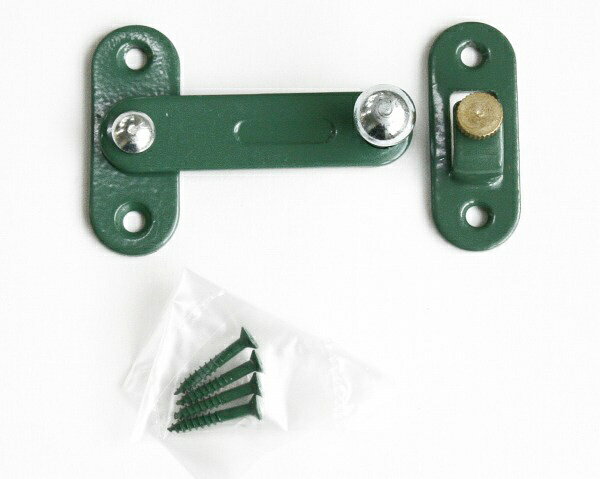 開き戸などを固定する金具です。防犯用補助錠金具■材質： 鉄■入数： 1開き戸等の施錠。扉の開き止めに便利です。サイズ： 中。本体金具ビスピッチ： 28mm。受け金具ビスピッチ： 28mm。