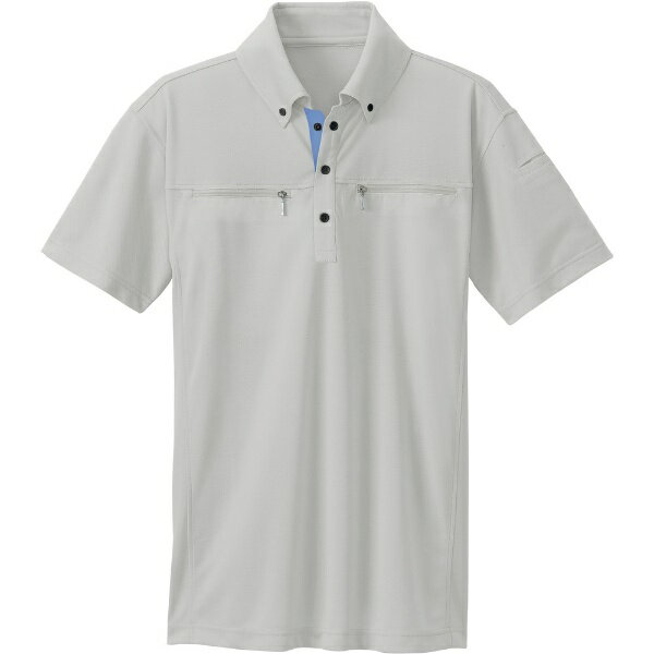 乐天商城 - アイトス｜AITOZ アイトス　ボタンダウンダブルジップ半袖ポロシャツ（男女兼用）　シルバーグレー　L 10602-003-L