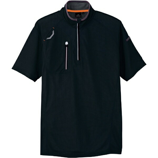 Work Clothes - アイトス｜AITOZ アイトス　半袖ハーフZIPシャツ（男女兼用）　ブラック　L 10607-010-L