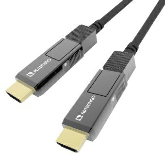 18Gbpsフルスペック対応高強度光ファイバ脱着式HDMIケーブル本製品は、ケーブル部にステンレスとケブラーが被覆されたガラス光ファイバケーブルを採用したアクティブHDMIケーブルです。最大4K UHD@60 4:4:4 (最大伝送帯域18Gbps)までの信号を伝送することが可能です。HDCP、HDR、CECとARCの伝送にも対応しており、ホームシアター環境にて遠距離設置されたAVレシーバーへの危機接続から業務用放送機器用途まで幅広くご利用いただけます。