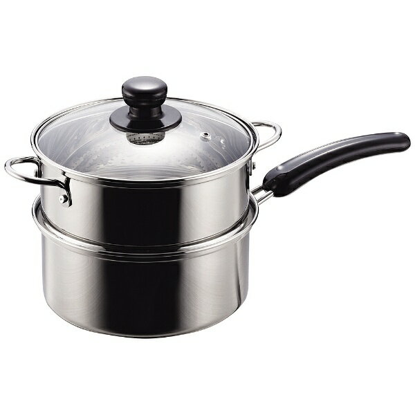 パール金属｜PEARL METAL だんらんステンガラス蓋片手2段蒸し器18cm H-5874