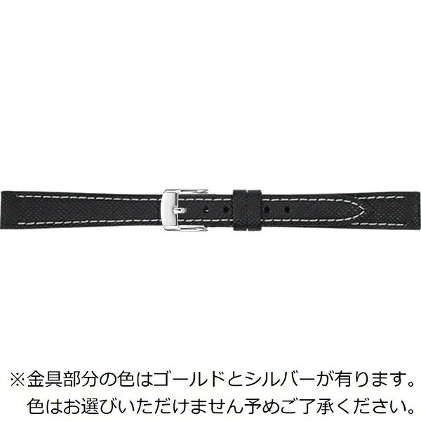 バンビ｜BAMBI 時計バンド 本革 エンボスレザー 白ステッチ かん幅12mm 美錠幅10mm【金具色指定不可】 ブラック BCA059AI