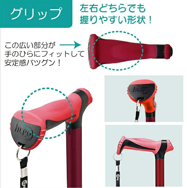 楽天ビック(ビックカメラ×楽天)の竹虎 ヒューゴステッキ ワインレッド 104756HUGO-WRD｜アングル3