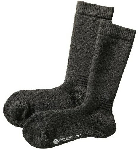 ミズノ｜mizuno メンズ アウトドア＆トラベルウエア ブレスサーモウール極厚ソックス(25〜27cm/チャコールグレー) B2JX9504 08【返品交換不可】