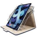 エレコム｜ELECOM 10.9インチ iPad Air（第5/4世代）用 ソフトレザーケース フラップカバー/ヴィーガンレザー/360度回転 ネイビー TB-A20M360NV