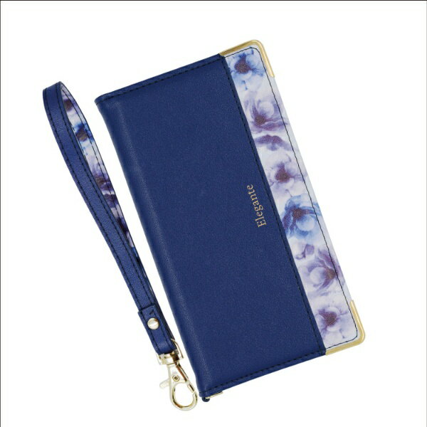 近通｜Kintsu AQUOS sense3対応 手帳型ケース エレガンテ フラワー ネイビー BL-AQSE306NV