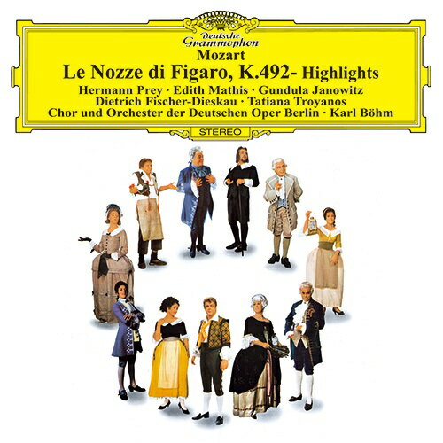 “オペラ史上の最高傑作”とも呼ばれるモーツァルトのオペラ・ブッファ（喜劇的なオペラ）の代表作から選り抜きの名曲をお届けします。有名曲を多数含む音楽は愉しくも美しく、モーツァルトの泰斗ベームの指揮と、F=ディースカウの伯爵やプライのフィガロほか、一時代を築いた歌手陣によるソロは、極上の一語に尽きます。※歌詞対訳はついておりません。 （C）RSSHM-CD/解説付/ブックレット/グリーン・カラー・レーベルコート/録音年：1968年3月/収録場所：ウィーン/旧品番：UCCG-5057