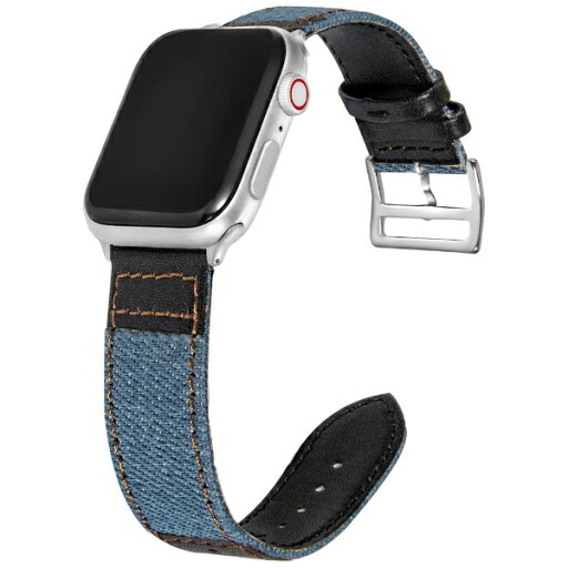 アイキューラボ|iQ Labo AppleWatch 44mm/42mm用 デニム×レザーバンド ライトブルー×ブラック IQAWDEL44BLBK アイキューラボ|iQ Labo AppleWatch 44mm/42mm用 デニム×レザーバンド ライトブルー×ブラック IQAWDEL44BLBK