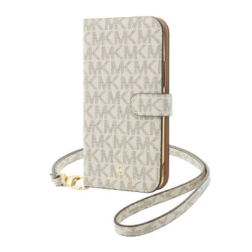 マイケルコース｜MICHAEL KORS MICHAEL KORS - Folio Case Signature with Neck Strap - Magsafe for iPhone 12 mini [ Vanilla ] MKSNVNLFLIP2054 バニラ