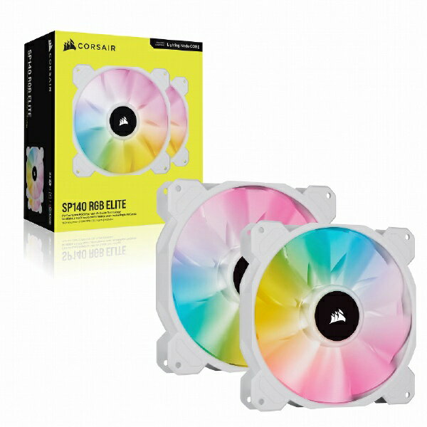 CORSAIR｜コルセア ケースファンx2 140mm /1200RPM ＋コントローラー SP140 RGB ELITE WH Dual Fan Kit CO-9050139-WW