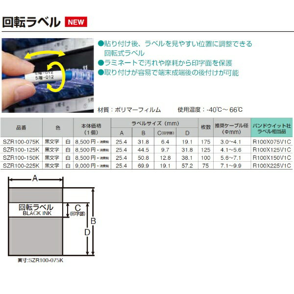 キングジム｜KING JIM PROテ−プカットラベルPD回転白黒文字 SZR100-125K 3