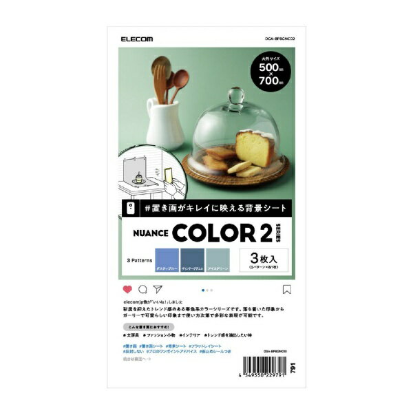 エレコム｜ELECOM 撮影用背景シート NUANCE COLOR2 大判サイズ 3枚入 DGA-BPBGNC02