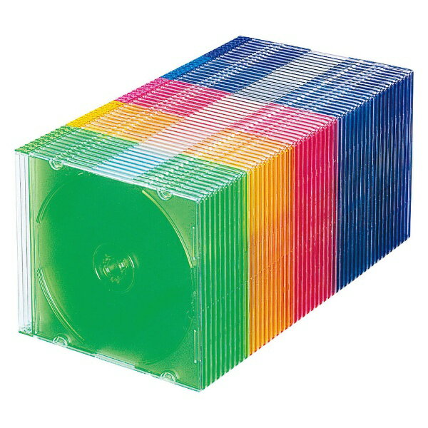サンワサプライ｜SANWA SUPPLY Blu-ray/DVD/CD対応 プラケース スリムタイプ 1枚収納×50 5色ミックス FCD-PU50MXN2