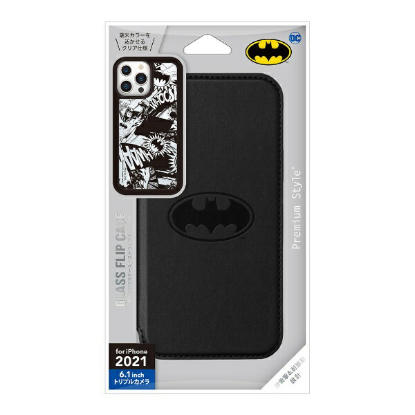 樂天商城 - PGA｜ピージーエー iPhone 13 Pro 対応 6.1inch 3眼 ガラスフリップケース Premium Style バットマン PG-WGF21N04BAT