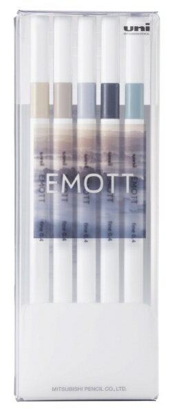 三菱鉛筆|MITSUBISHI PENCIL EMOTT(エモット) 水性サインペン 5色セット No.9(ニュアンスカラー) PEMSY5C.NO9