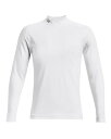 アンダーアーマー｜UNDER ARMOUR メンズ UAコールドギア インフラレッド フィッティド ロングスリーブ モック UA COLDGEAR INFRARED FITTED LONG SLEEVE MOCK(LGサイズ/ホワイト×メタリックシルバー) 1366269【返品交換不可】