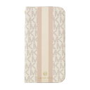 【エントリーで2倍pt(5/1まで)】 マイケルコース｜MICHAEL KORS MICHAEL KORS - Folio Case Stripe with Tassel Charm for iPhone 13 mini Vanilla MICHAEL KORS マイケルコース MKSTVNLFLIP2154