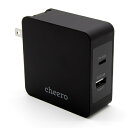 CHEERO｜チーロ ACアダプタ cheero ブラック CHE-328-BK 2ポート /USB Power Delivery対応