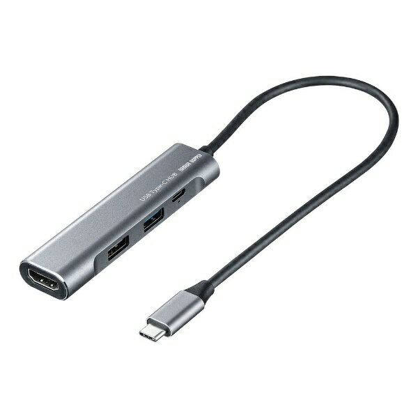 サンワサプライ｜SANWA SUPPLY 映像変換アダプタ USB-C オス→メス HDMI /USB-Ax2＋USB-Cメス給電 /USB Power Delivery対応 /60W 4K対応(Chrome/iPadOS/Mac/Windows11対応) USB-3TCH37GM