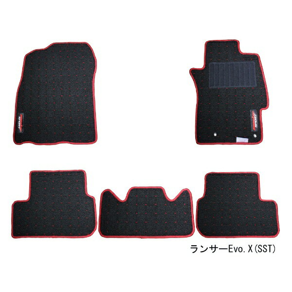 monsterSPORT｜モンスタースポーツ フロアマット ランサーエボリューション10/ランサーEvo.X[CZ4A]SST車用(*1型寒冷地仕様対応) ブラック×レッド 3PSQ16
