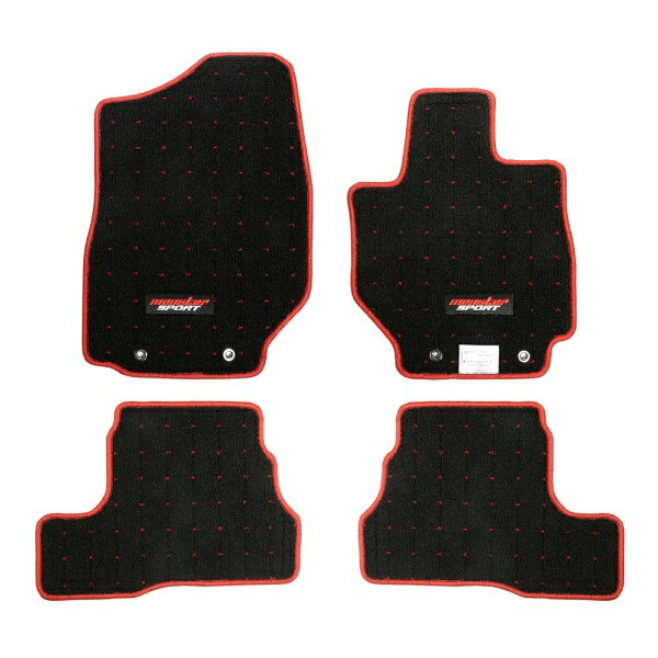 monsterSPORT｜モンスタースポーツ フロアマット ジムニー[JB64W] / ジムニーシエラ[JB74W] AT車用 ブラック×レッド 894550-5500M