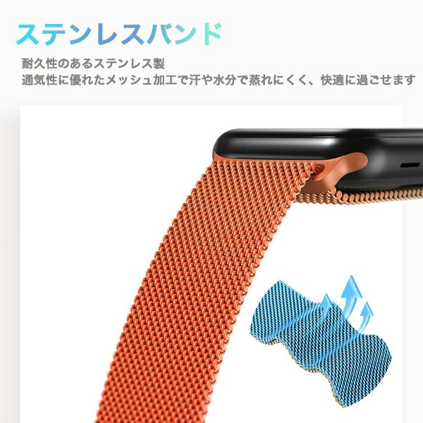 アイキューラボ｜iQ Labo Apple Watch 45/44/42mm ステンレスマグネット式　グラデーションバンド ゴールド×グリーン IQ-AWMLG45-GOG 3