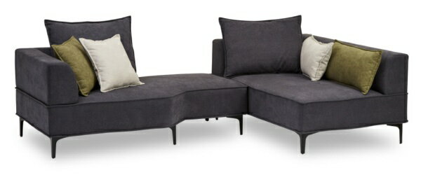 関家具|SEKI FURNITURE 左カウチソファ コモル(ダークグレー/2人掛け右肘ソファ+左肘カウチ/約幅226×奥行84~150×高さ62×座面高さ38cm)【キャンセル・返品不可】 [2]