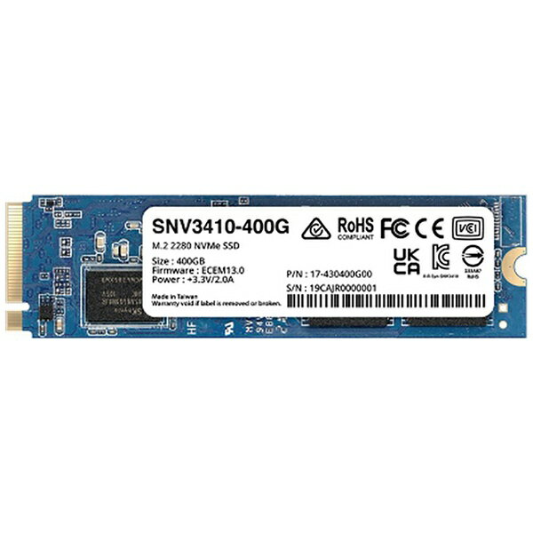 SYNOLOGY｜シノロジー SNV3410-400G 内蔵SSD PCI-Express接続 SNV3400シリーズ Synology NAS キャッシュ用 400GB /M.2