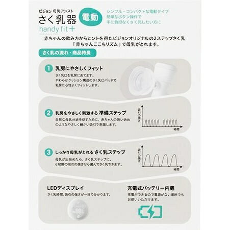 【エントリーで最大2万ポイント当たる｜6/25まで】 ピジョン｜pigeon 母乳アシスト さく乳器 電動 handy fit＋ (ハンディフィット＋) 1026453 2