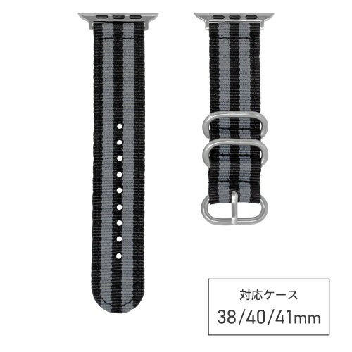 バンビ｜BAMBI Apple Watch（アップルウォッチ）対応バンド ナイロン アウトドア 【対応ケースサイズ：42/41/40/38mm】 ブラック×グレー RWG033AG