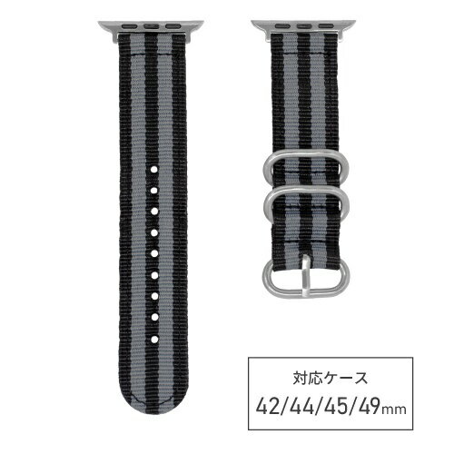 バンビ｜BAMBI Apple Watch（アップルウォッチ）対応バンド ナイロン アウトドア 【対応ケースサイズ：49/46/45/44/42mm】 ブラック×グレー RWG034AG